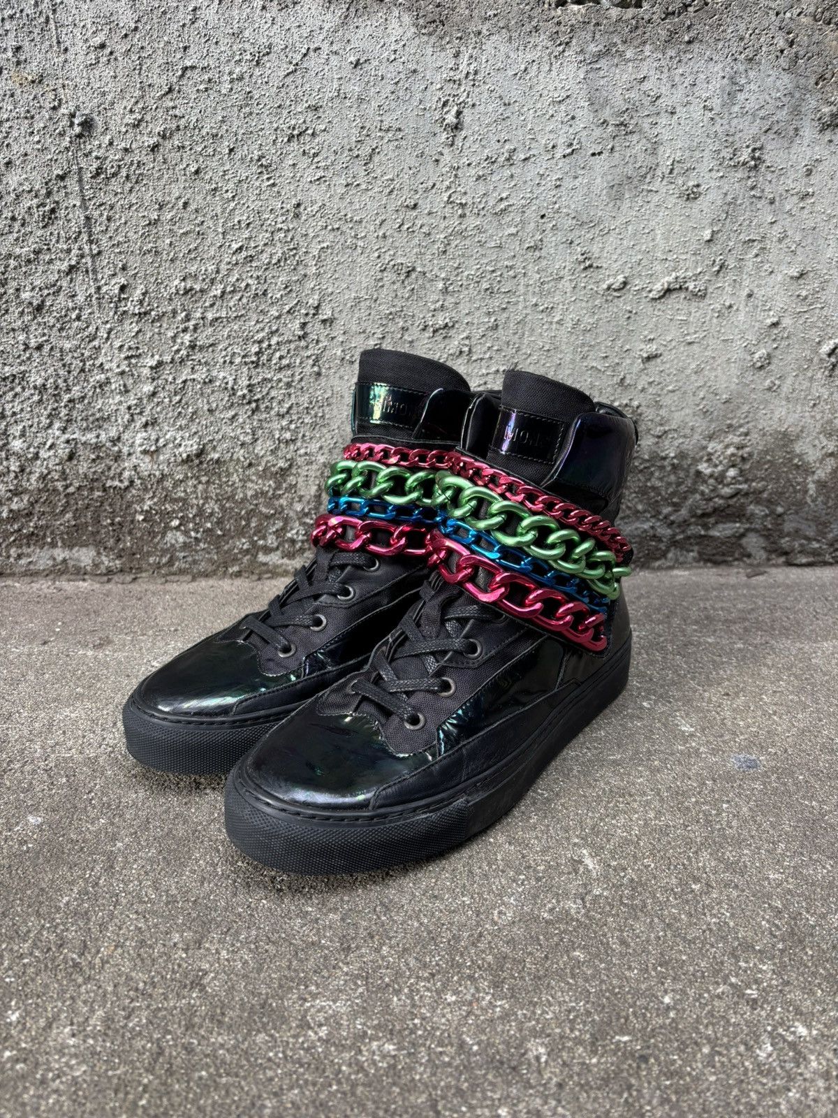 Raf Simons Raf Simons Black Holographic Tricolor Chained Velcro Sneaker Size US 7 / EU 40 - 10 Thumbnail