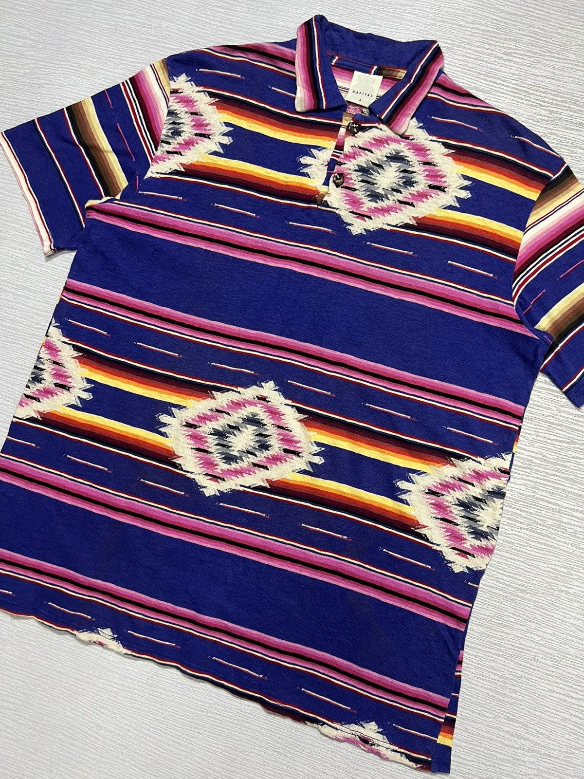 Kapital Kapital - Striped Aztec Polo Shirt Size US L / EU 52-54 / 3 - 3 Thumbnail