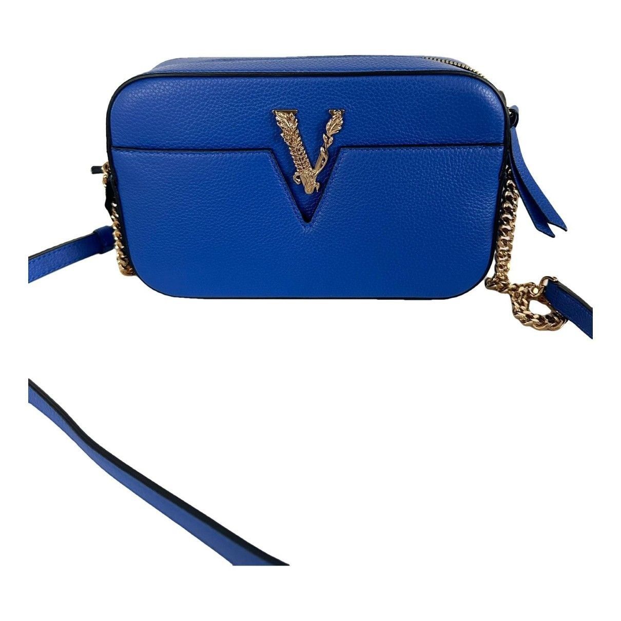 image of Blue Leather Virtus Versace Handbag, Women's