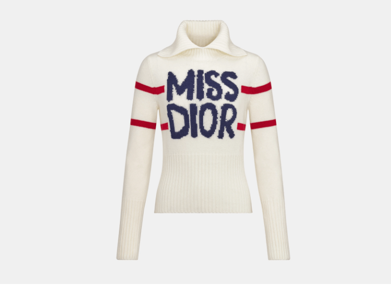 o1w1db11225 454S77 Mock Neck Sweater in White/Blue