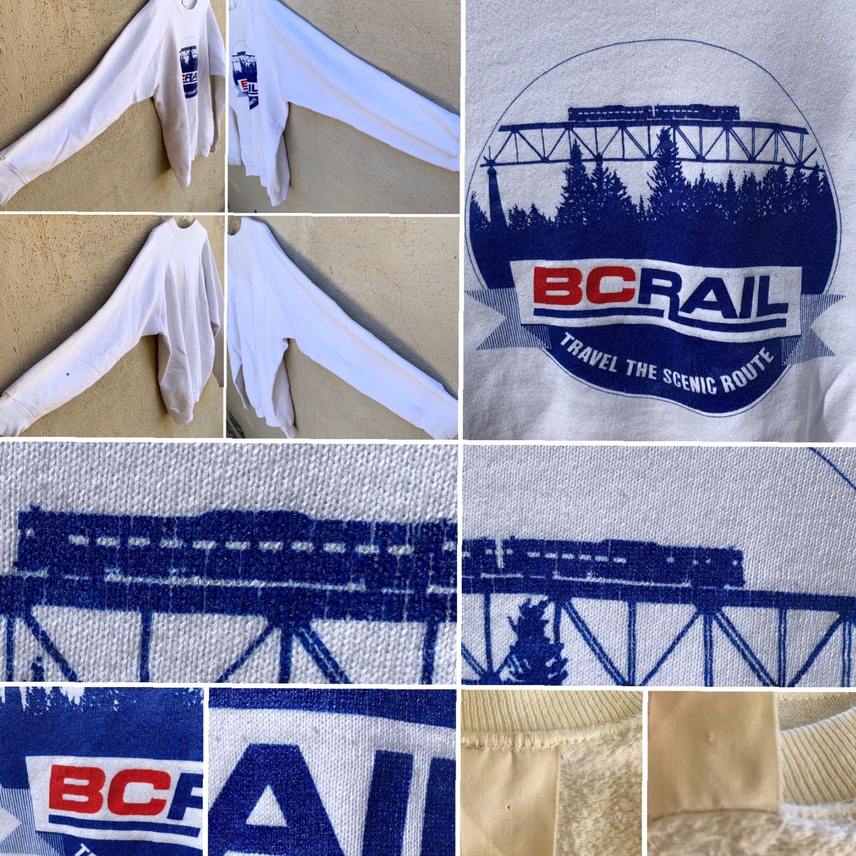 Vintage VINTAGE BC RAIL Sweatshirt Travel The Scenic Route Men L White Graphic Print Clothing Regular Sweatshirt Mens Size US L / EU 52-54 / 3 - 4 Thumbnail