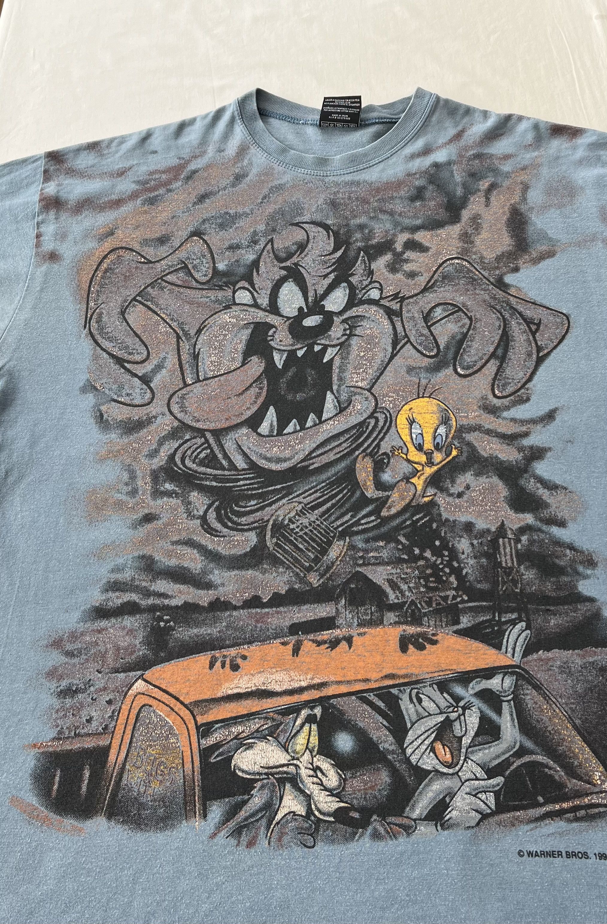 Warner Bros Vintage 1998 Taz Tazmanian Devil Warner Bros Cartoon T-shirt Size US XL / EU 56 / 4 - 3 Thumbnail