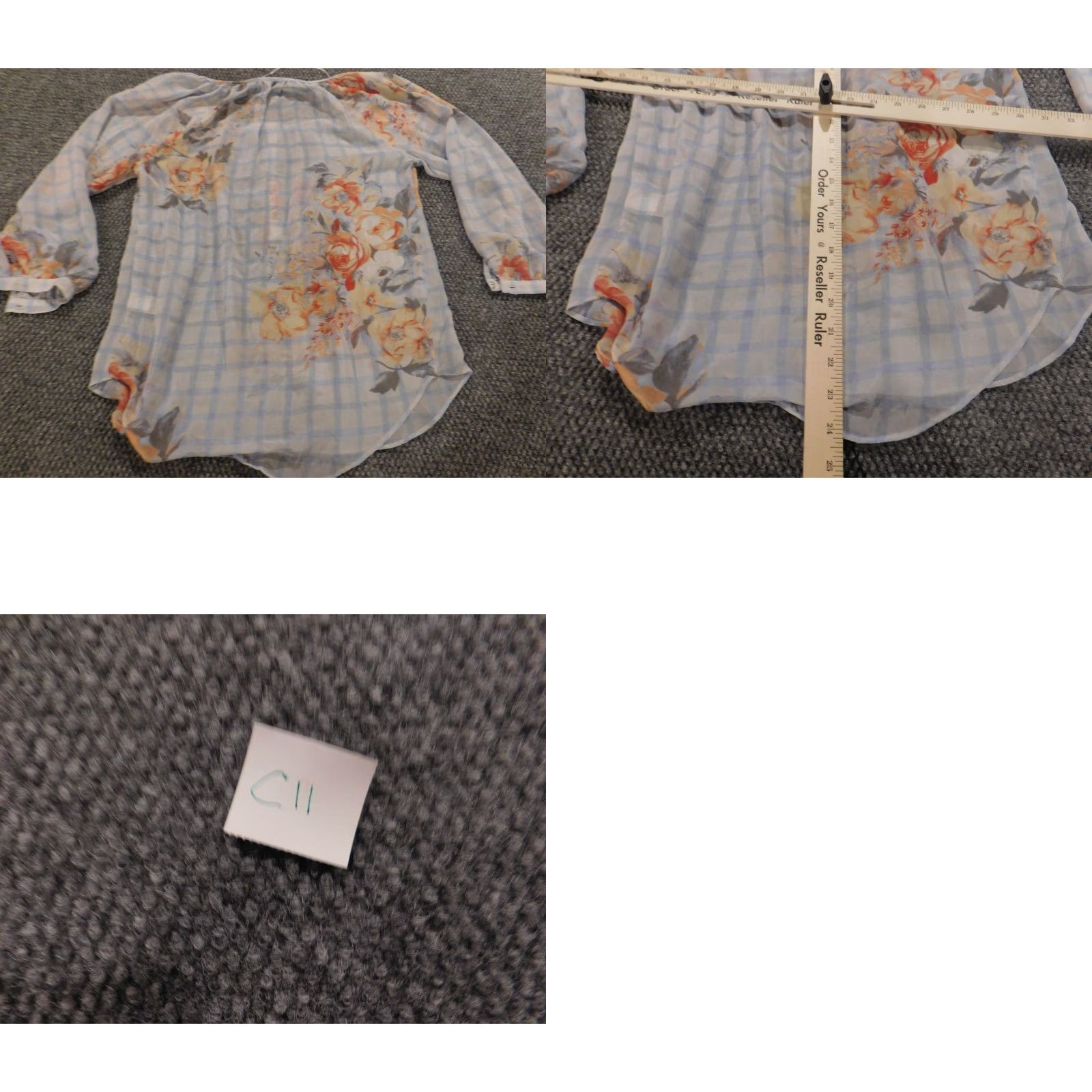Vintage LC Lauren Conrad Blouse Womens XS Blue Floral Sheer Crew Neck Pullover Casual Size XS / US 0-2 / IT 36-38 - 9 Thumbnail