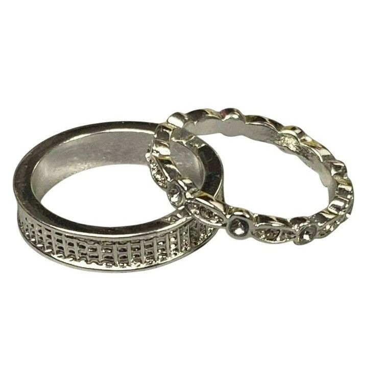 Other Elegant Vintage-Style Silver Tone Eternity Band Ring Set Wit Size ONE SIZE - 1 Thumbnail