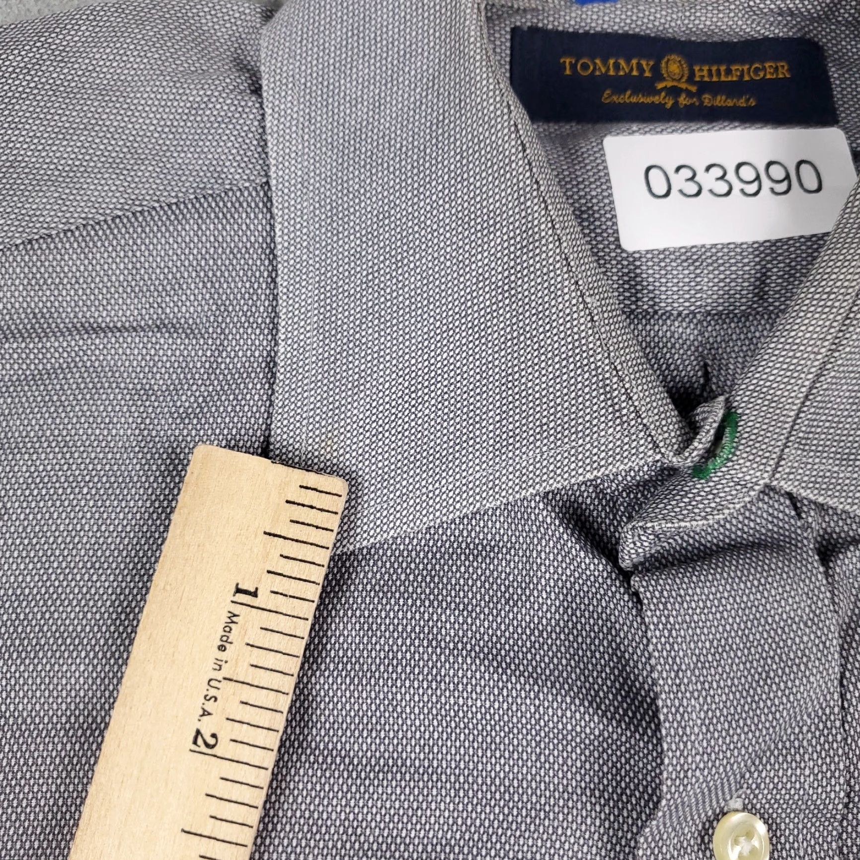 Tommy Hilfiger Tommy Hilfiger Dress Shirt Mens 16 Gray Long Sleeve Button Up Cotton Classic Size 42R - 3 Thumbnail