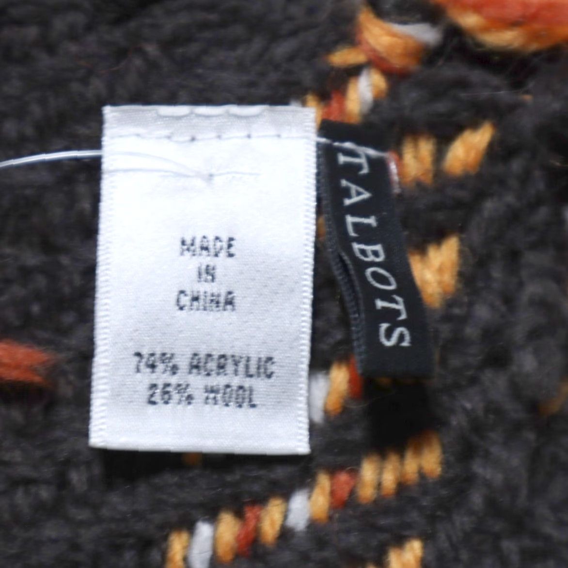 Talbots Talbots Wool Blend Scarf Yarn Knit Chocolate Plaid 60" OS Size ONE SIZE - 4 Thumbnail