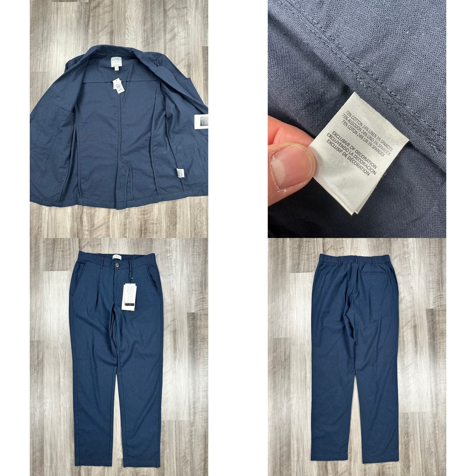 Ike Behar Ike Behar Suit Small Dark Navy Cotton Linen Spandex Unstructured NWT Men's Size 36R - 9 Thumbnail