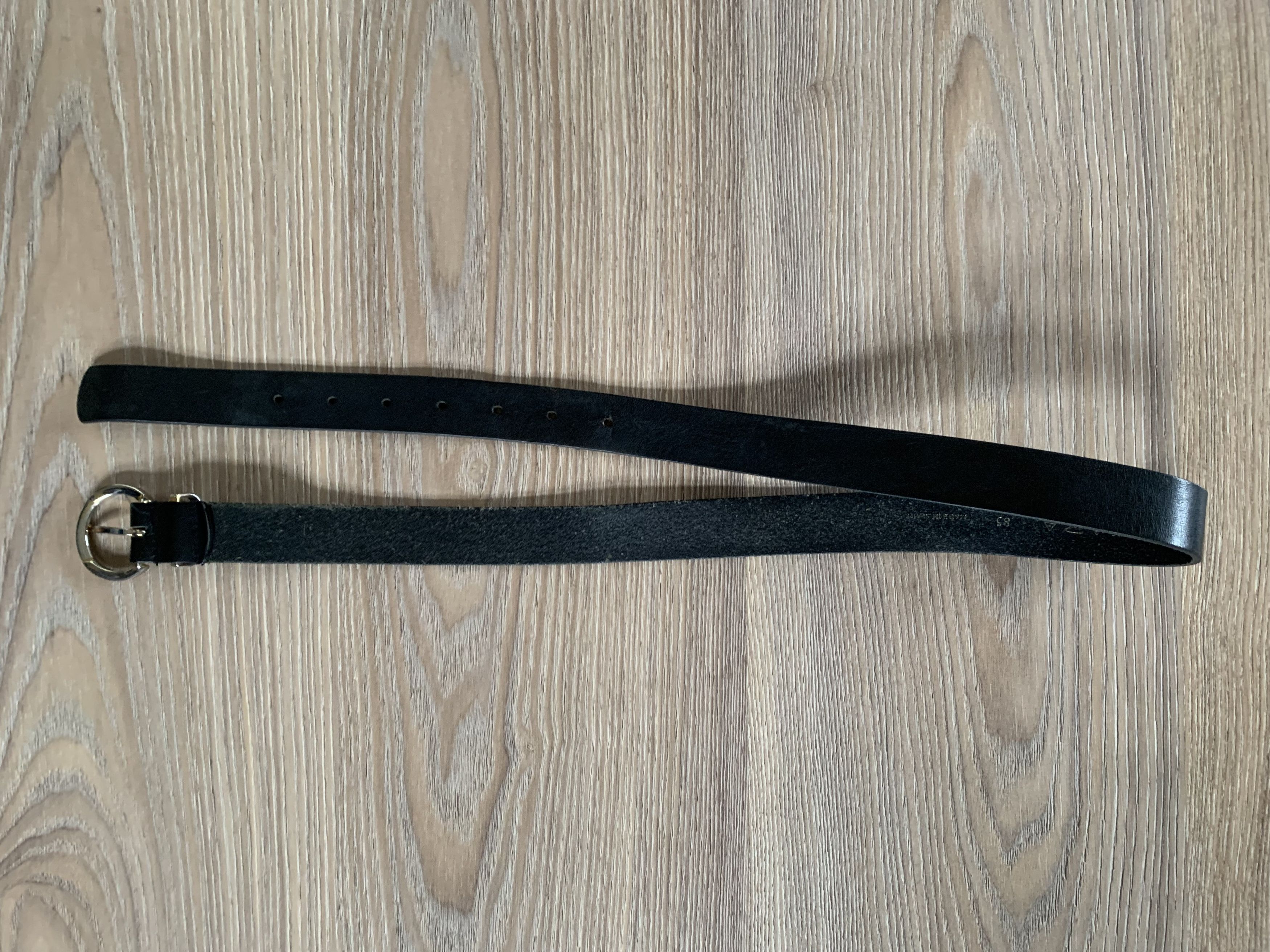 Zara ZARA Silver Oval Buckle Black Leather Belt Size ONE SIZE - 4 Thumbnail