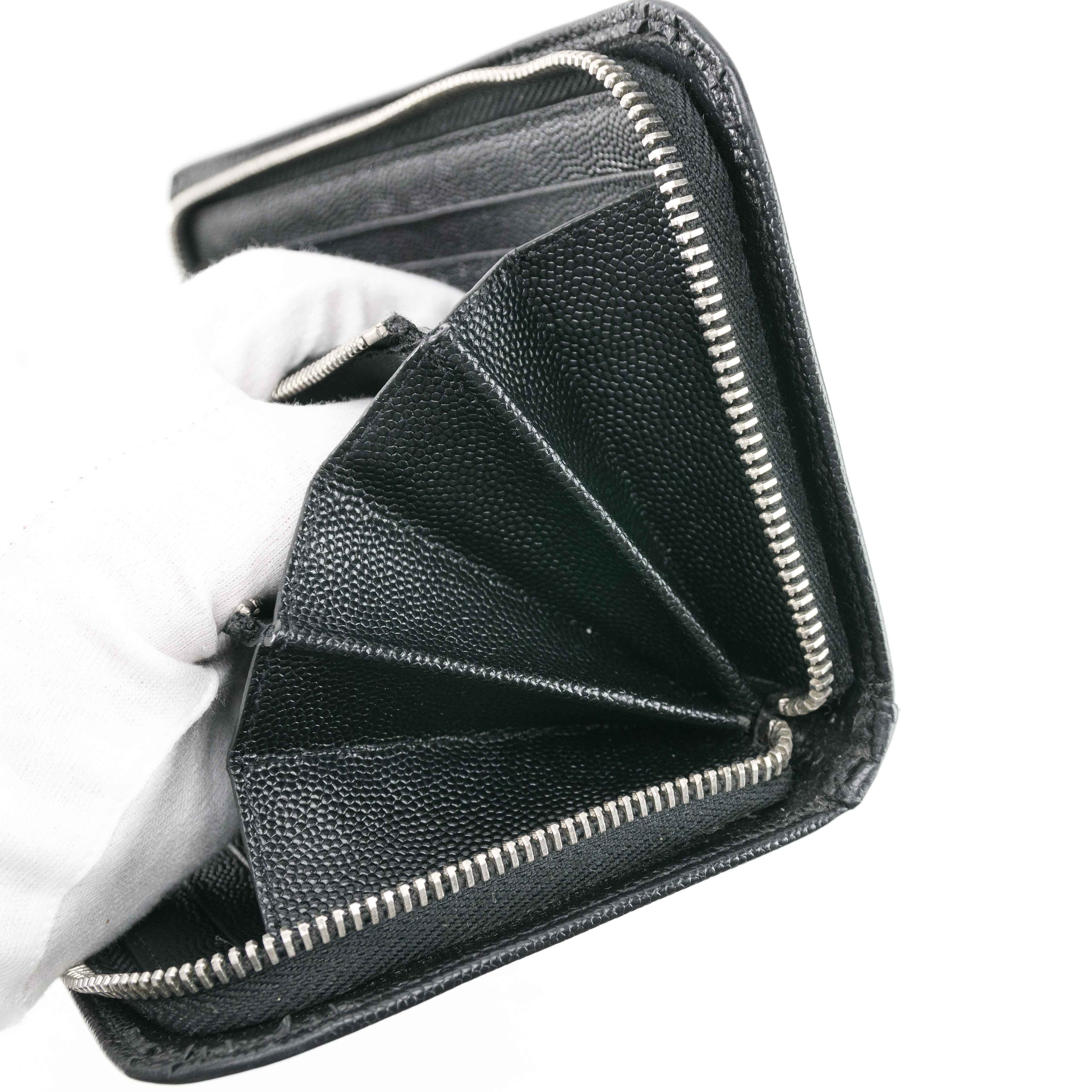 Yves Saint Laurent Saint Laurent Studded Zip-Around Wallet in Black Leather Size ONE SIZE - 13 Thumbnail