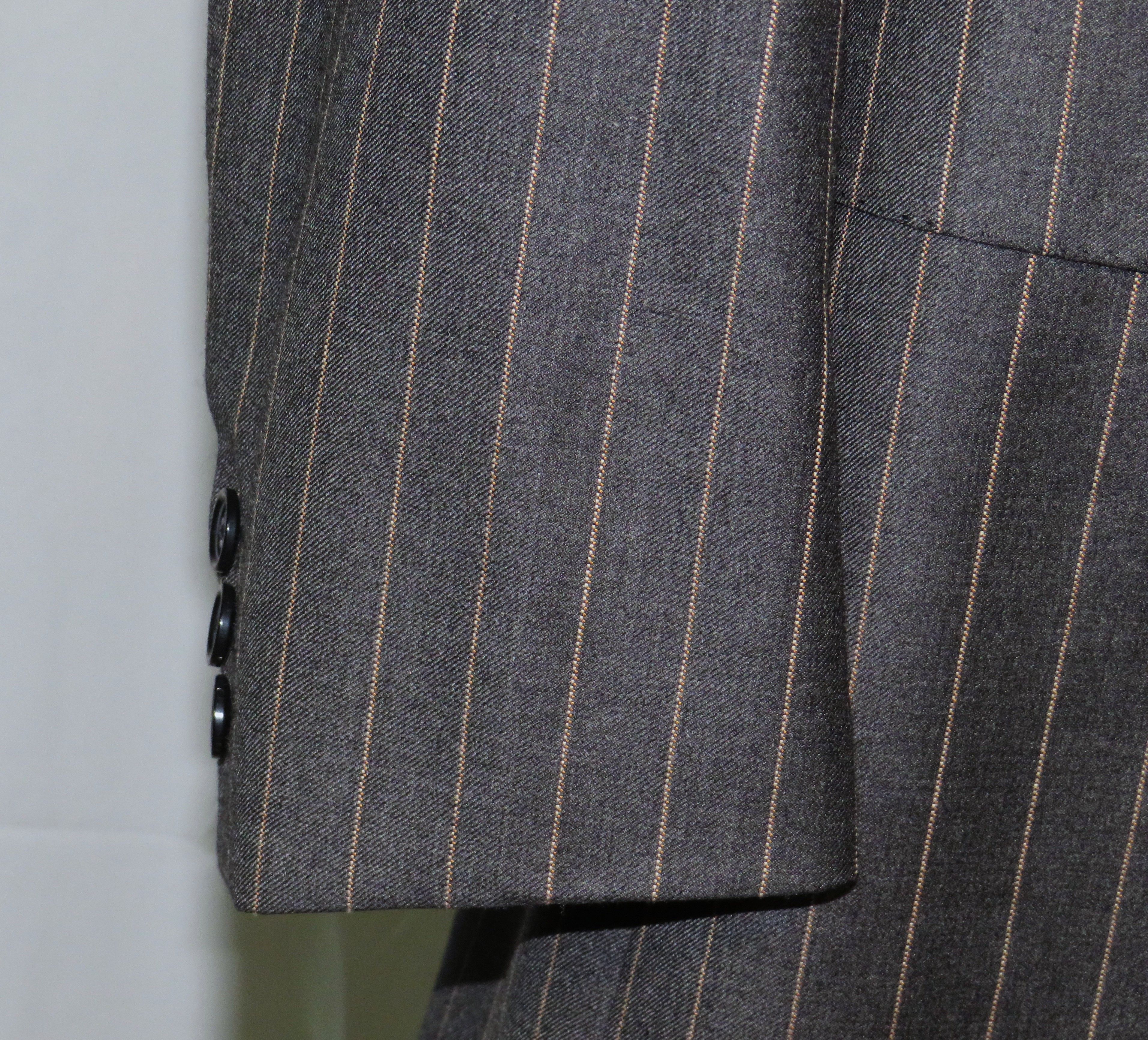 Brioni Pincio Super 150 Charcoal Stripe Two Button Suit 46L Size 46L - 12 Thumbnail