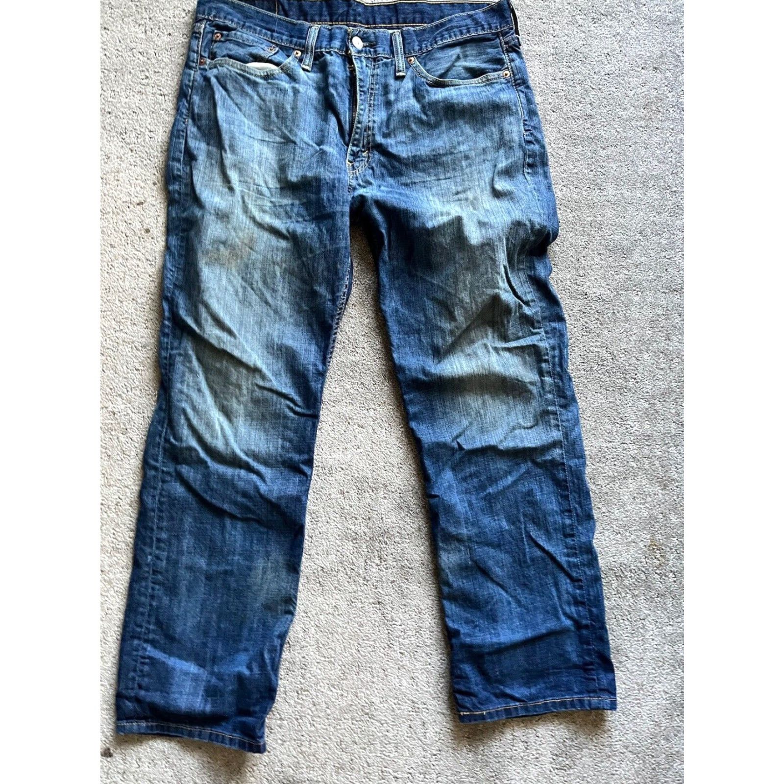 Levi's Levi's 514 Jeans Straight Denim Regular Fit 36x30 Blue Cotton Blend Mens 90s Vintage Theme Logo Leather 500 Series Slit? Size US 36 / EU 52 - 3 Thumbnail
