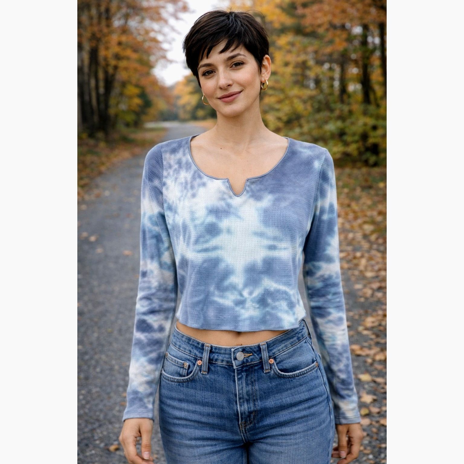 Nordstrom × Other All in Favor Tie Dye Waffle Knit Crop Top Grey XL Size XL / US 12-14 / IT 48-50 - 1 Thumbnail