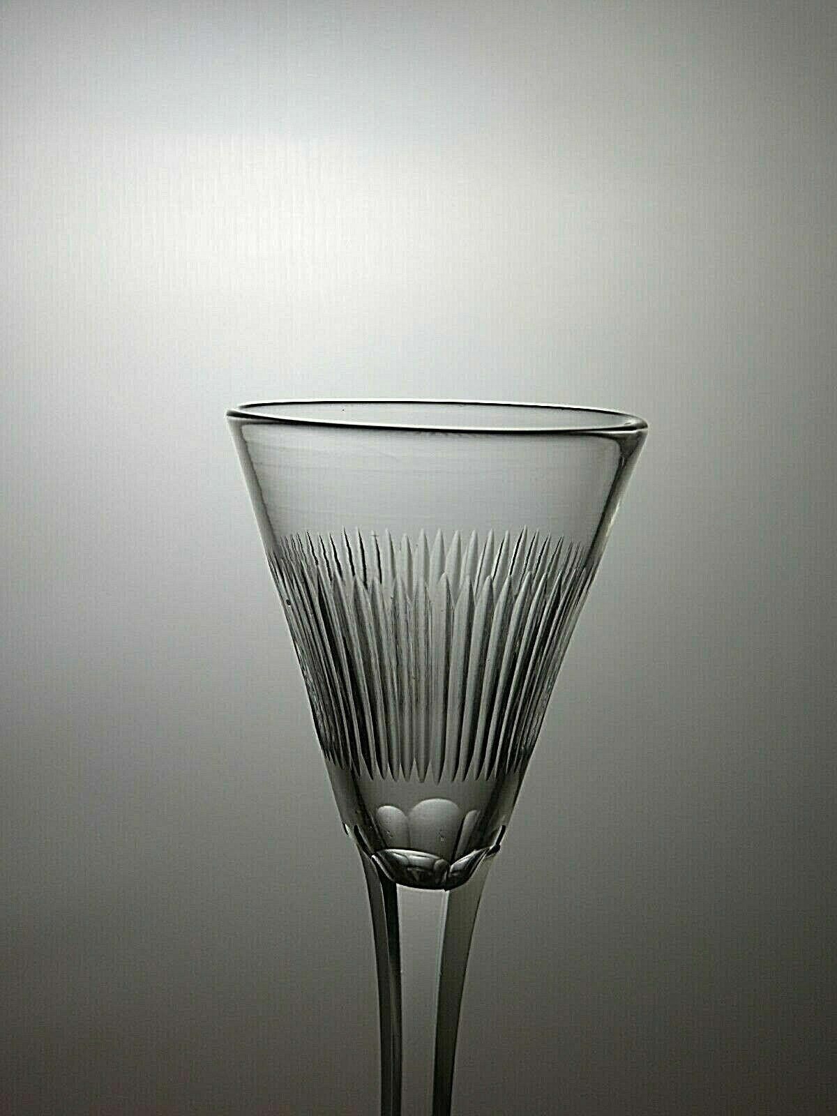 Long stemmed Set Of 6 Cut Crystal Sherry Glasses 5 3/4