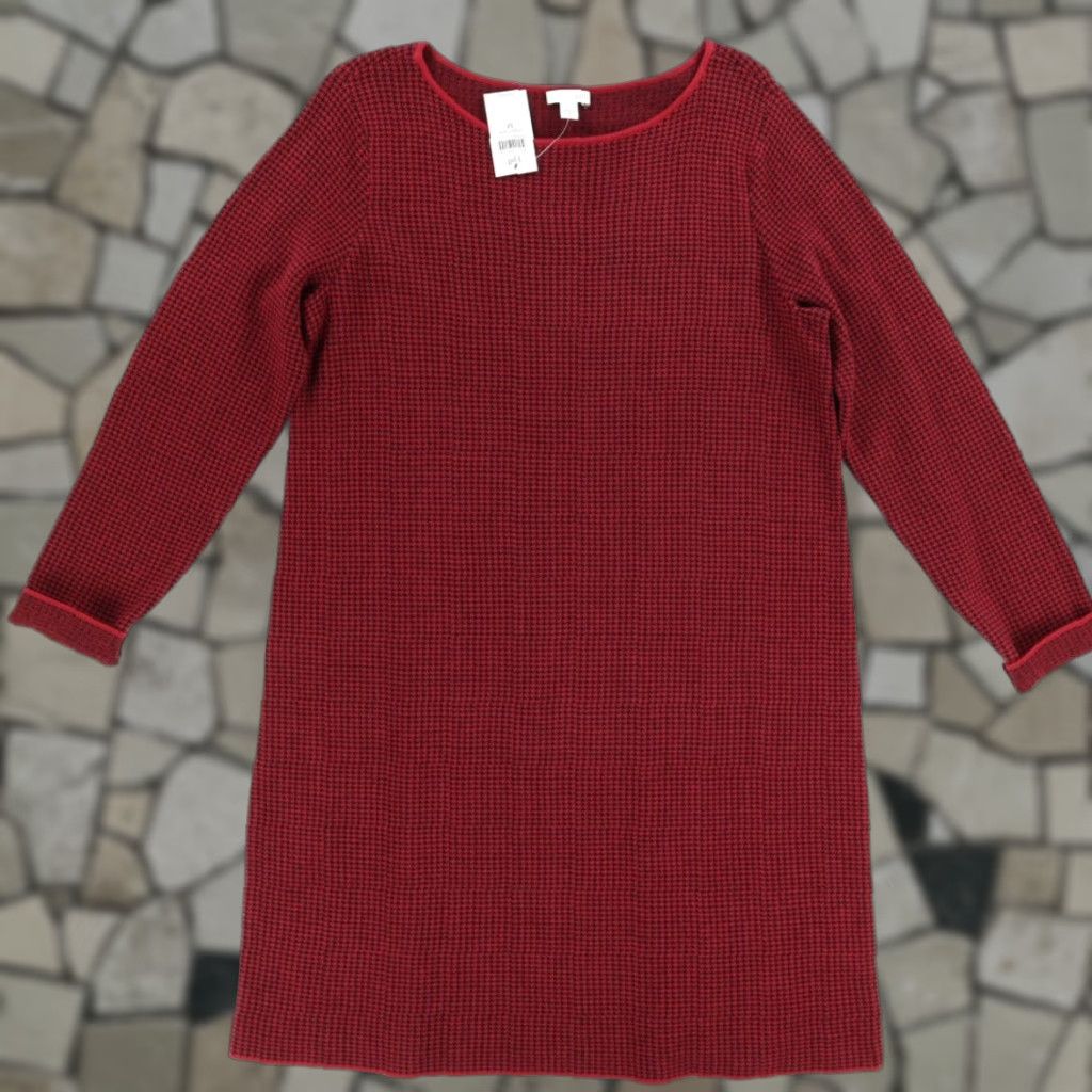 J. Jill J. Jill Houndstooth Knit Sweater Dress Red Women's M Shirt Dress Mens Women Girls Boys? Size M / US 6-8 / IT 42-44 - 1 Thumbnail