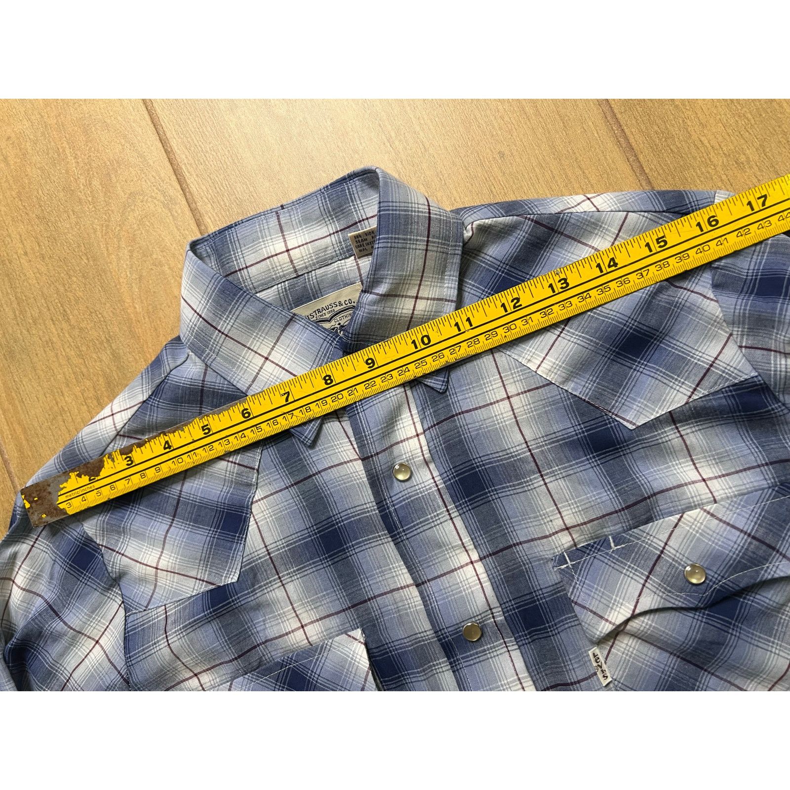 Levi's Vintage Levi’s Western Plaid Pearl Snap Shirt Blue Mens S Size US S / EU 44-46 / 1 - 9 Thumbnail
