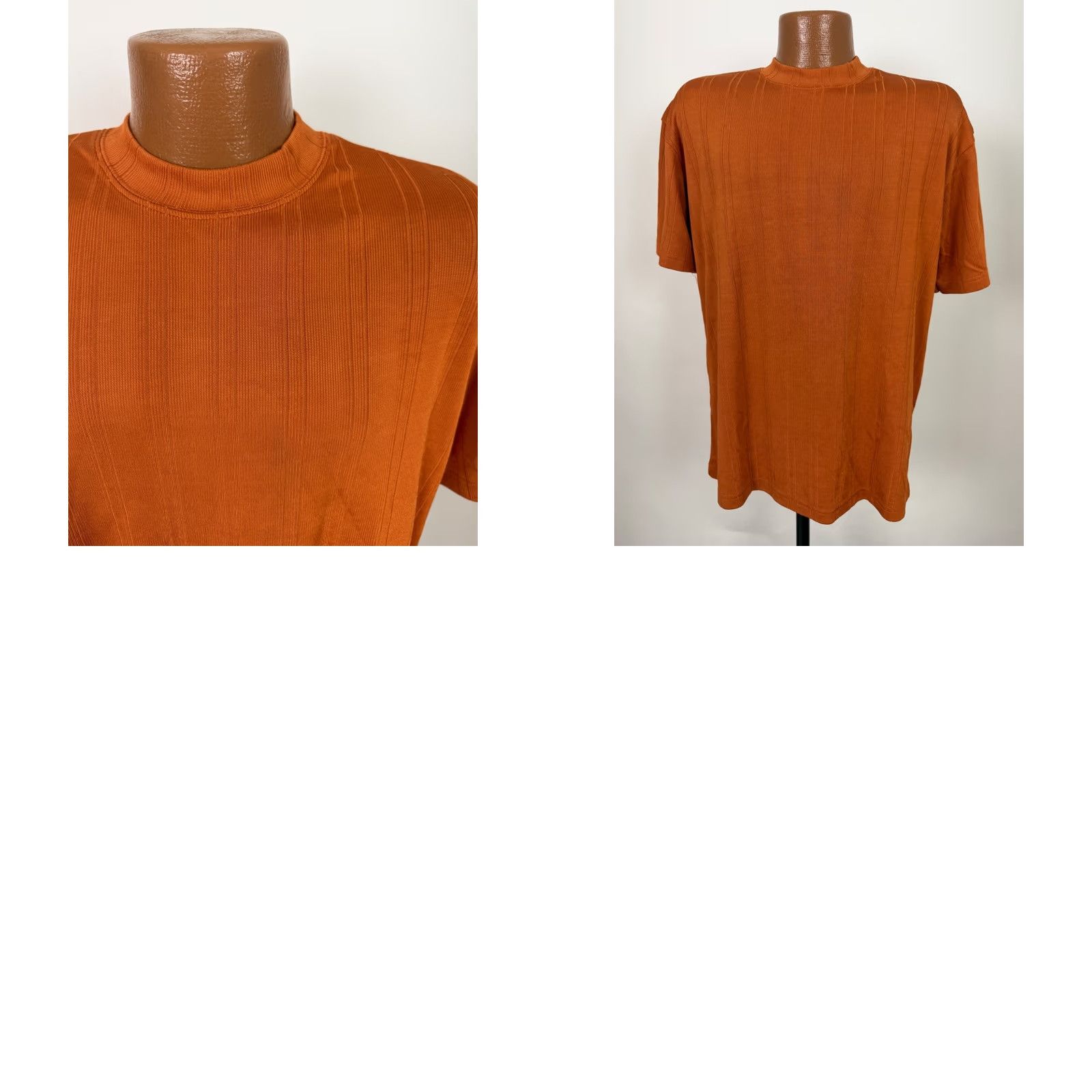 Vintage Vintage 90s Y2K Ribbed Shirt Men Large Silky Stretchy Polyester Burnt Orange Size US L / EU 52-54 / 3 - 10 Thumbnail