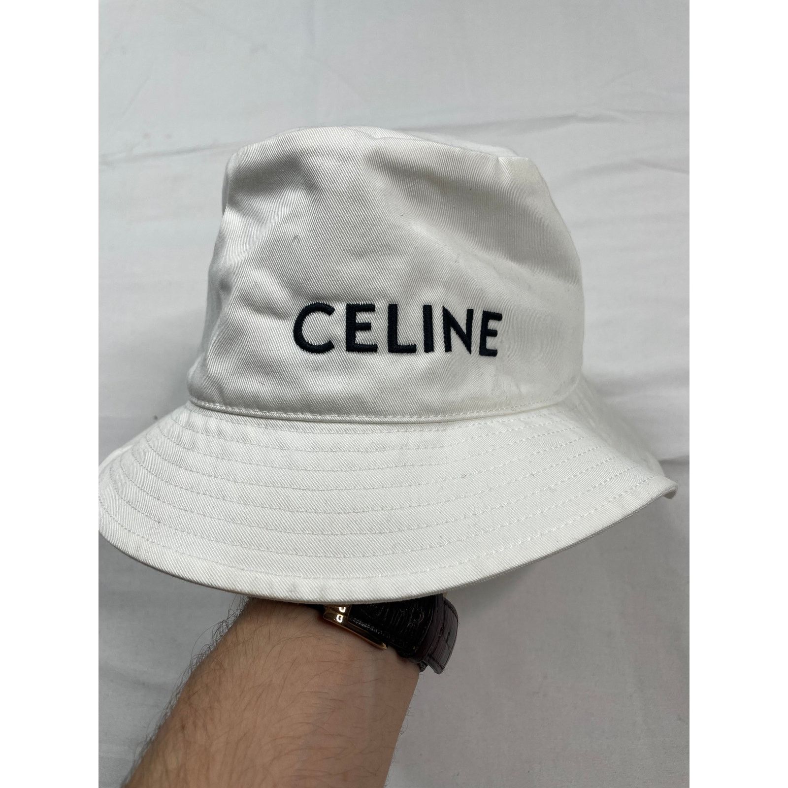 image of Celine Bucket Hat White Os, Men's
