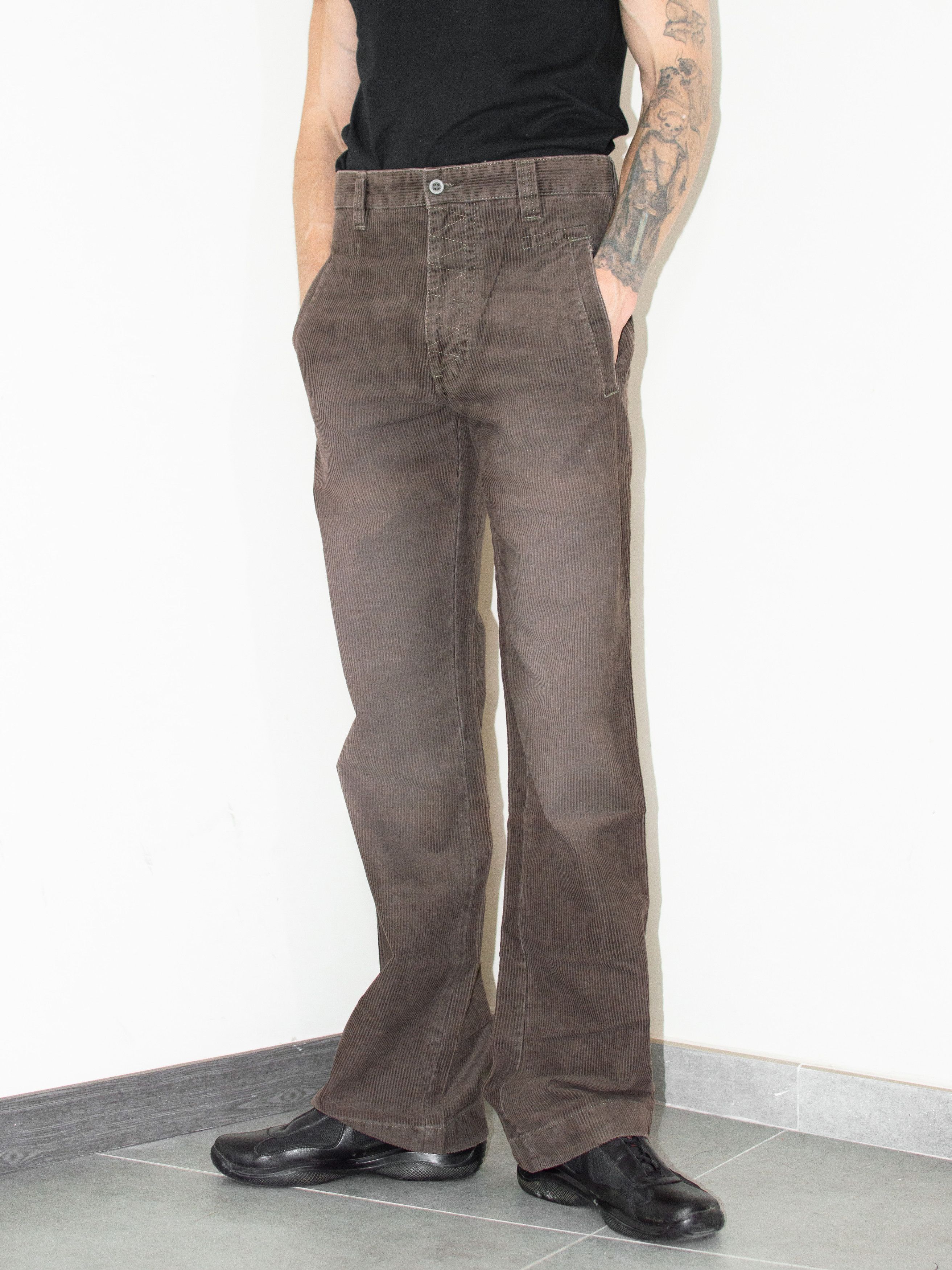 Designer × Vintage Deadstock 90s Brown Corduroy Straight Bootcut Trousers Size US 29 - 1 Thumbnail