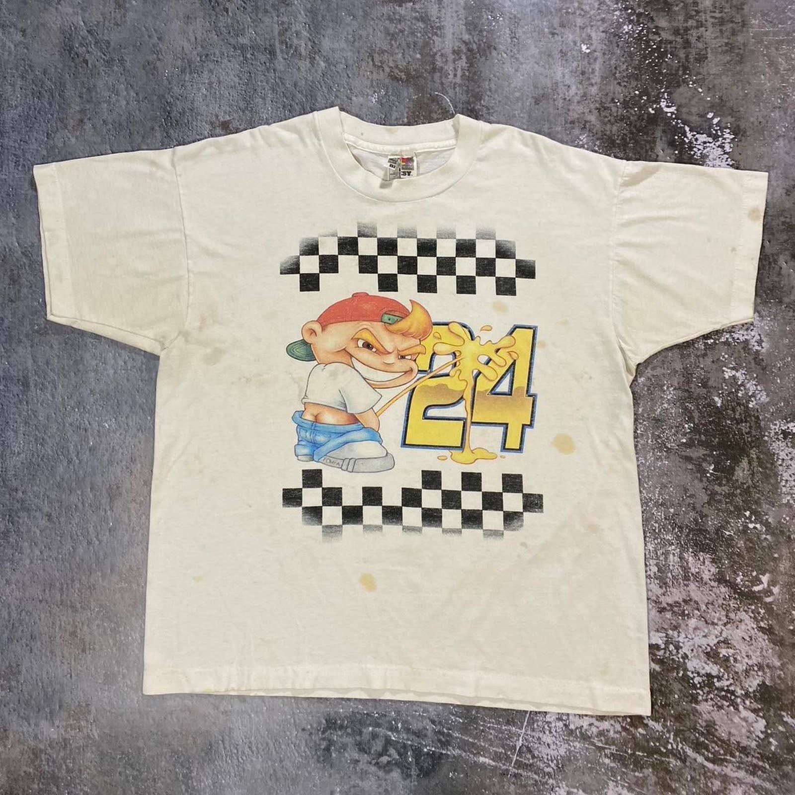 NASCAR × Vintage Thrashed 90s Piss Stained Fuck Jeff Gordon T Shirt. Size XL Size US XL / EU 56 / 4 - 1 Thumbnail