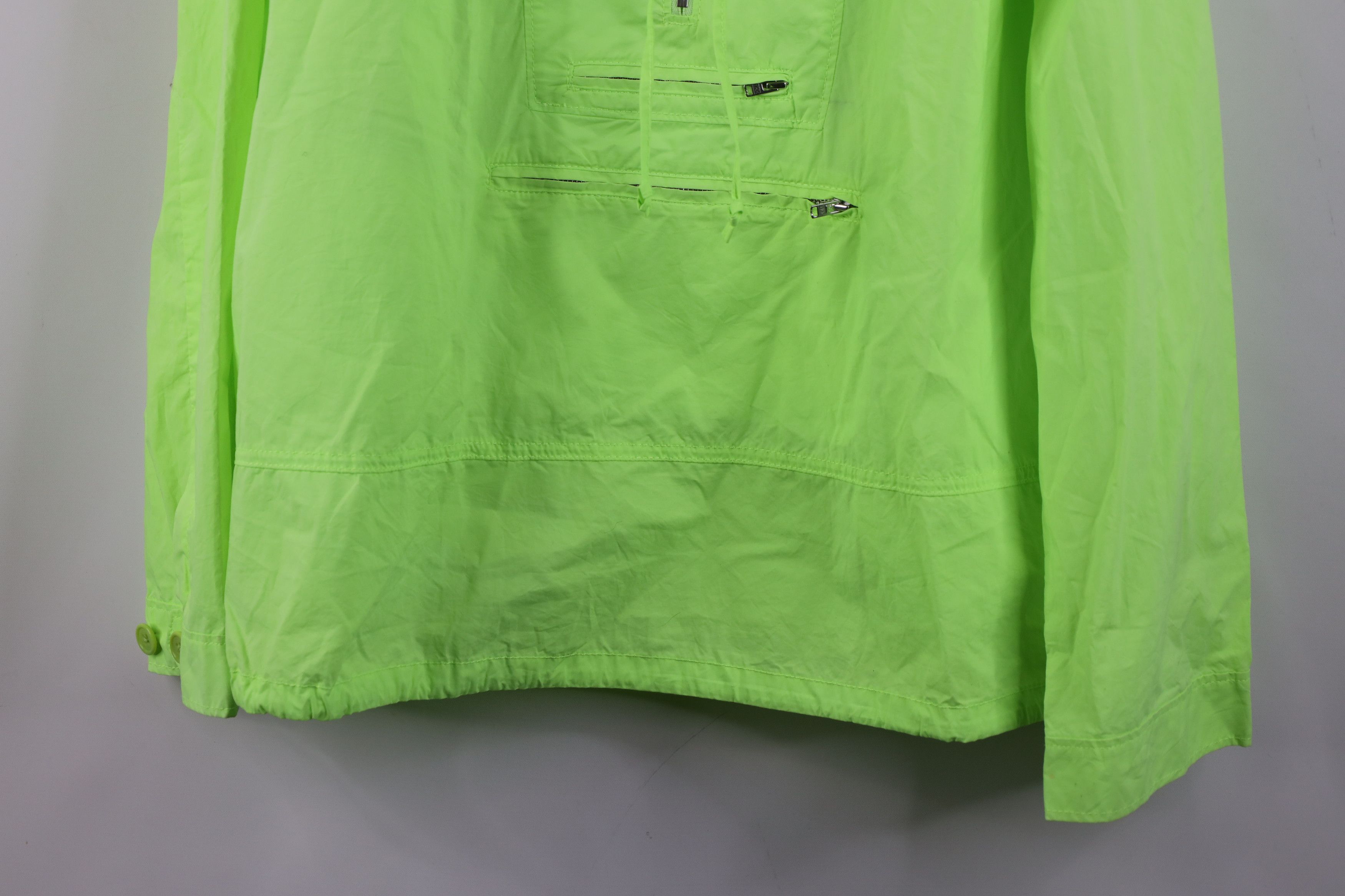 J.Crew Vintage Y2K J Crew Half Zip Hooded Anorak Jacket Lime Green Size L / US 10 / IT 46 - 3 Thumbnail