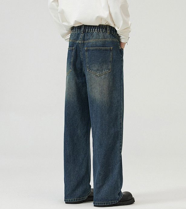 Vintage Men's street loose straight vintage washed distressed jeans Size US 32 / EU 48 - 3 Thumbnail