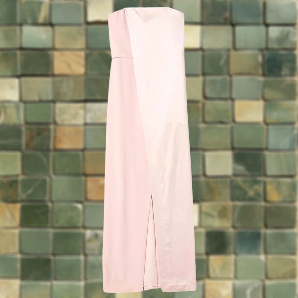 Halston Halston Heritage Barely Pink Strapless Gown Satin Silk Overlay Size 10 Women Party Cocktail Long Dress with Side Zip NWT Size L / US 10 / IT 46 - 1 Thumbnail