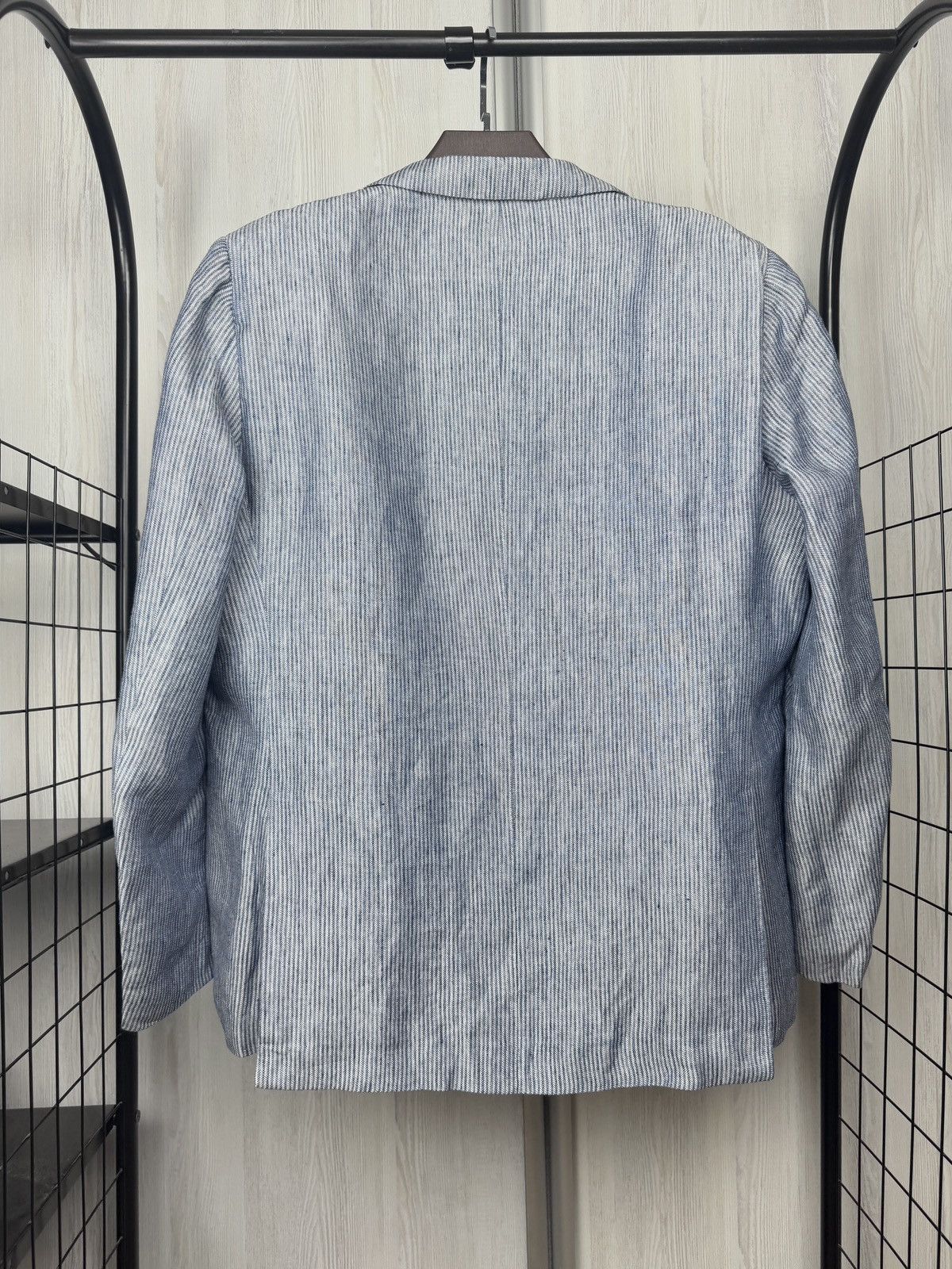 Caruso Raffaele Caruso blue striped 100% linen half lined blazer Size 48R - 7 Thumbnail