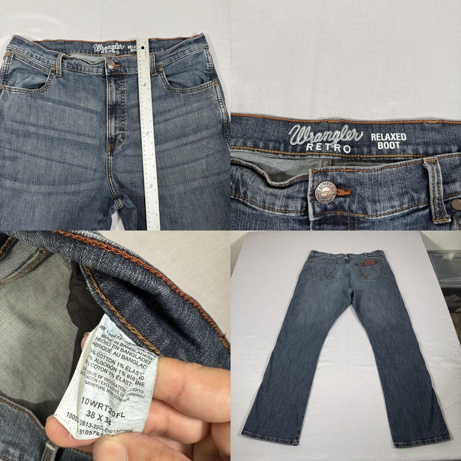 Wrangler Wrangler Jeans Mens 38x34 Blue Retro Relaxed Bootcut Stretch Denim Pants Western Size US 38 / EU 54 - 8 Thumbnail