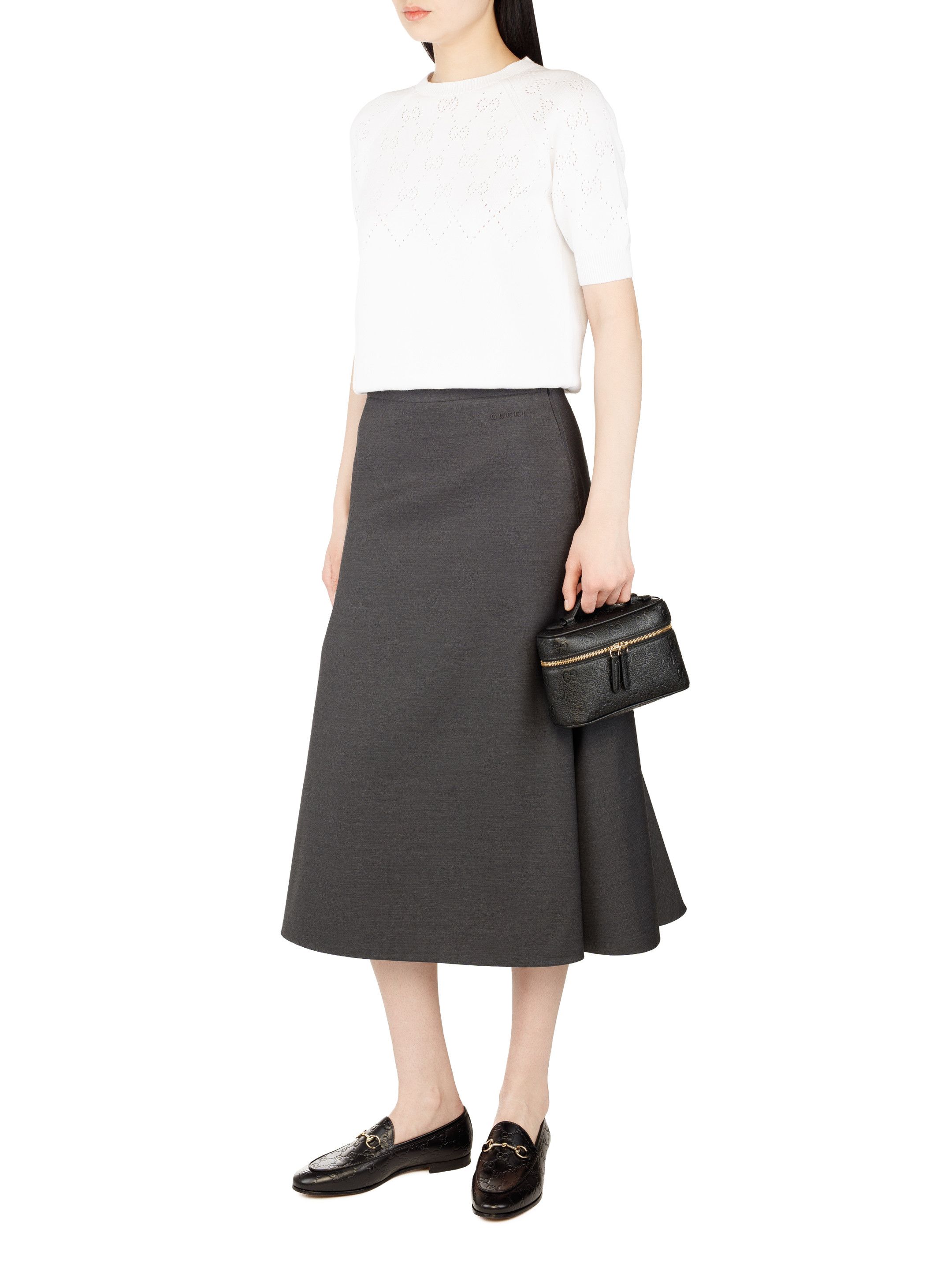 Gucci o1la5ras0526 Skirt Light Dry Wool in Gray Size 26" / US 2 / IT 38 - 2 Thumbnail
