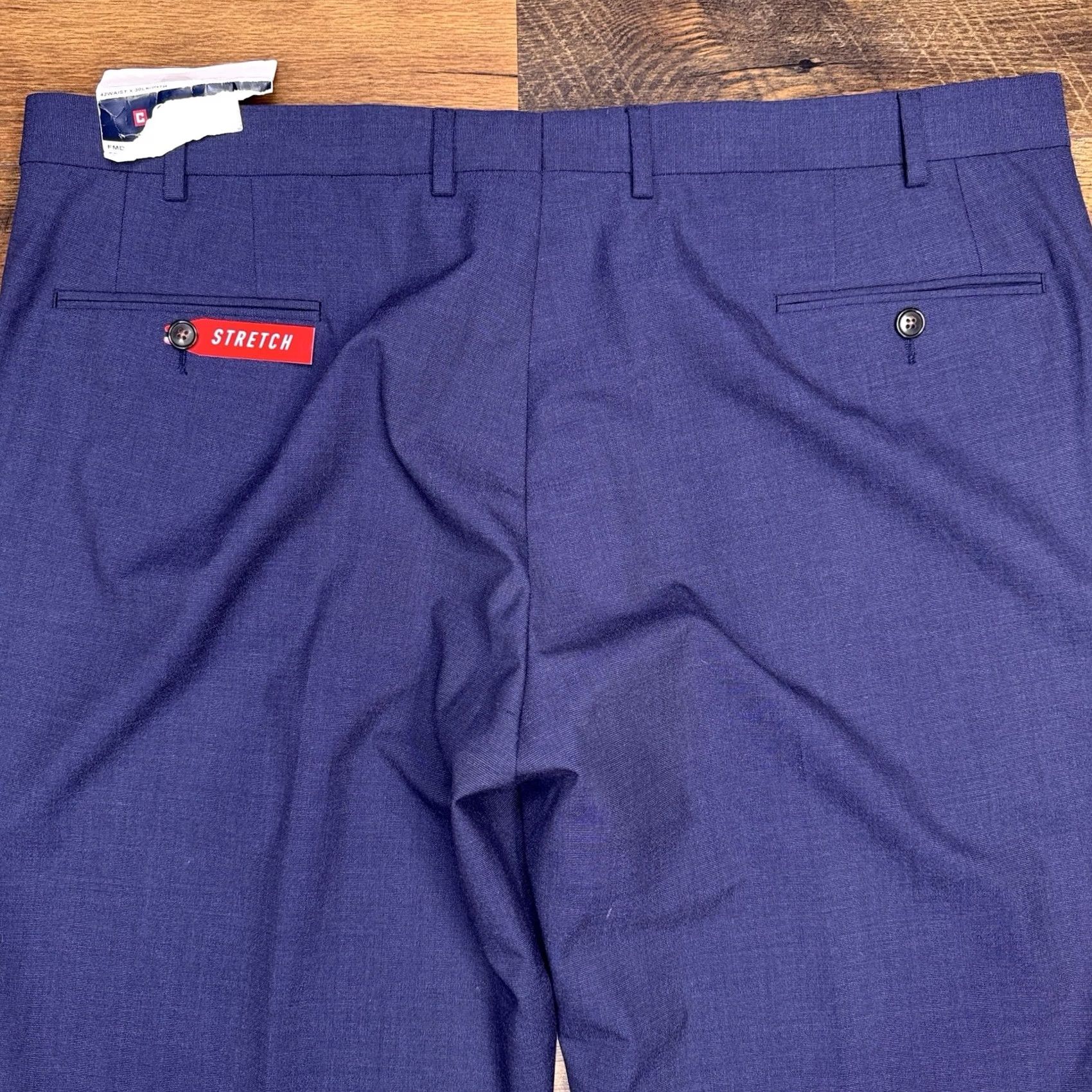 Chaps Chaps Dress Pants Mens 42x30 Blue Flat Front Stretch Regular Size US 42 / EU 58 - 7 Thumbnail