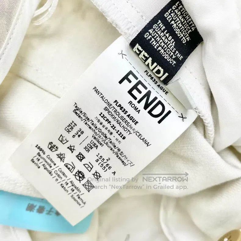 Fendi Fendi Cotton White Full-Print Logo High-Waist Denim Shorts Size 25" / US 0 / IT 36 - 5 Thumbnail
