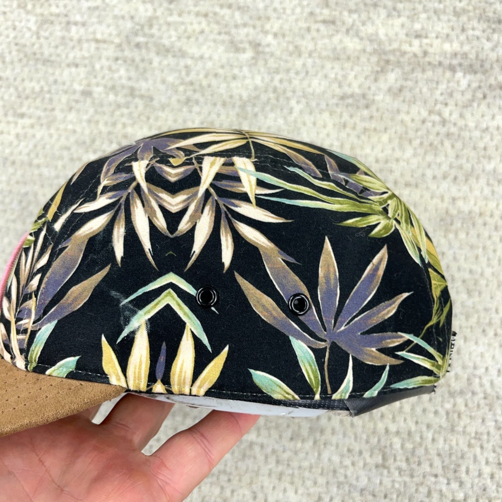 American Eagle Outfitters American Eagle Hat Men One Size Black 5 Panel Floral Suede Bill Adjustable Beach Vacation AEO Size ONE SIZE - 6 Thumbnail