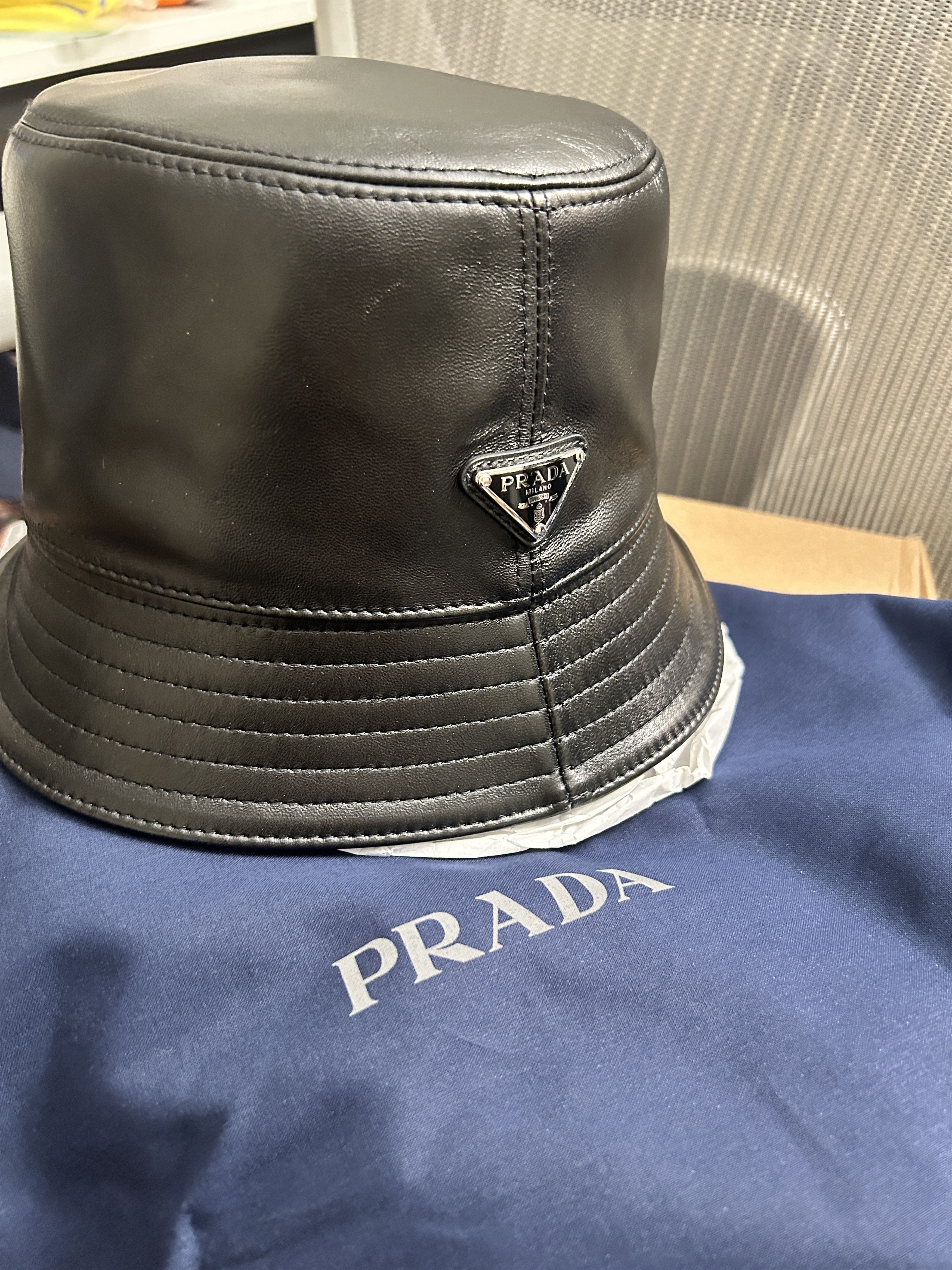 Prada Prada Nappa leather bucket hat Size Medium | Grailed