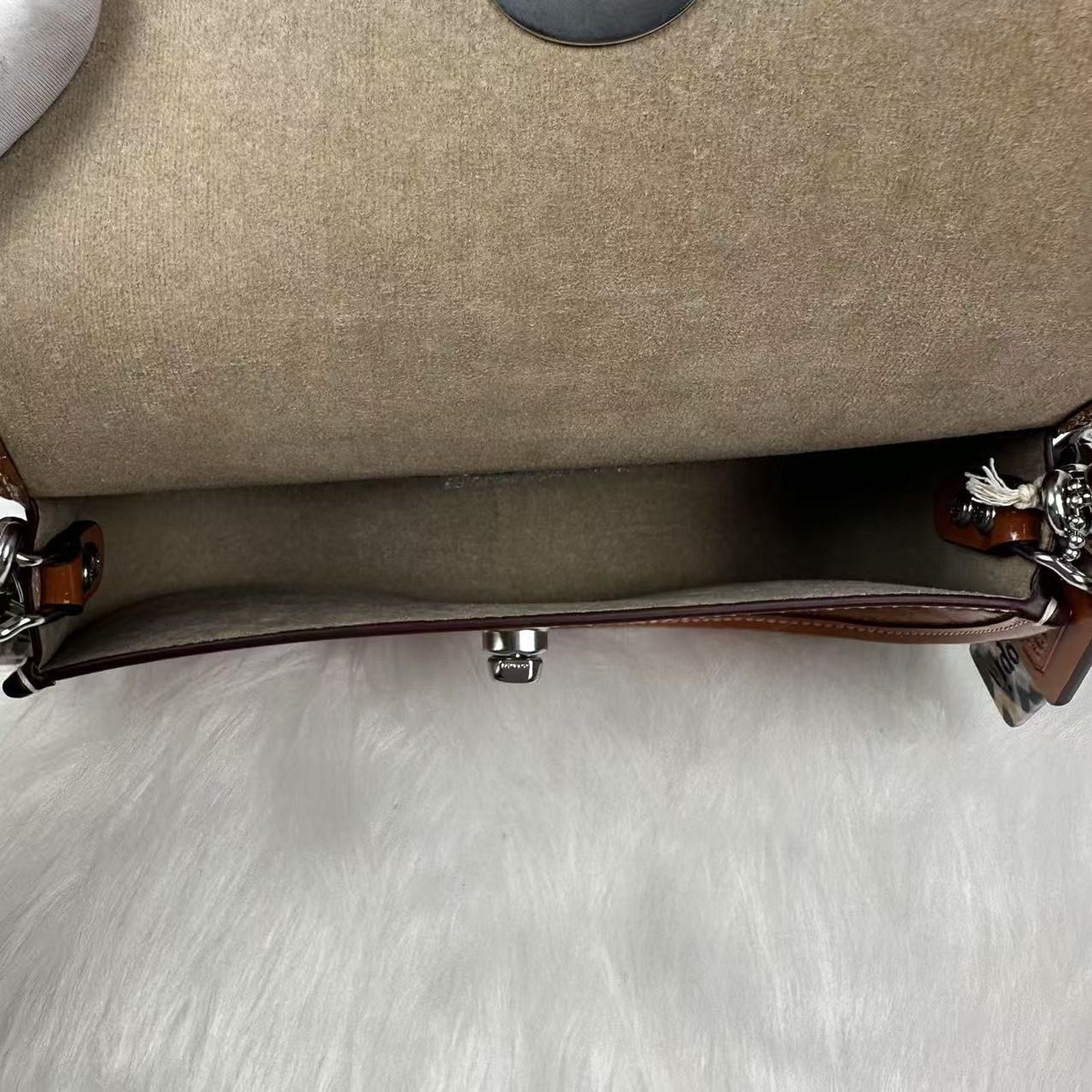 Coach COACH Mini Wavy Dinky Crinkle Patent Leather Crossbody Amber Size ONE SIZE - 9 Thumbnail