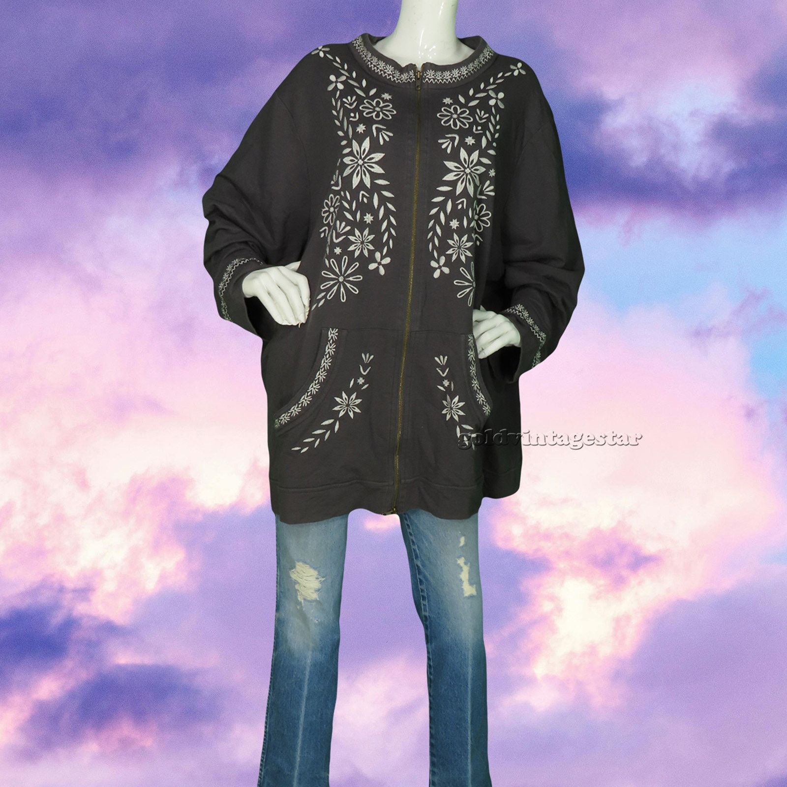 Other Plus Size Floral Embroidered Cardigan 5X Size 4XL / US 24-26 - 7 Thumbnail