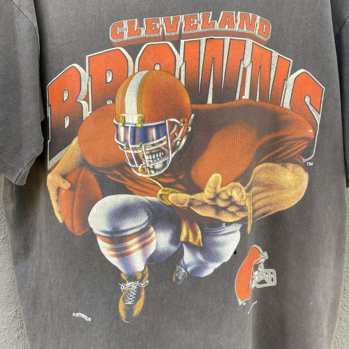 NFL Thrashed Distressed 90s Nutmeg Mills Cleveland Browns Tee Size US L / EU 52-54 / 3 - 3 Thumbnail