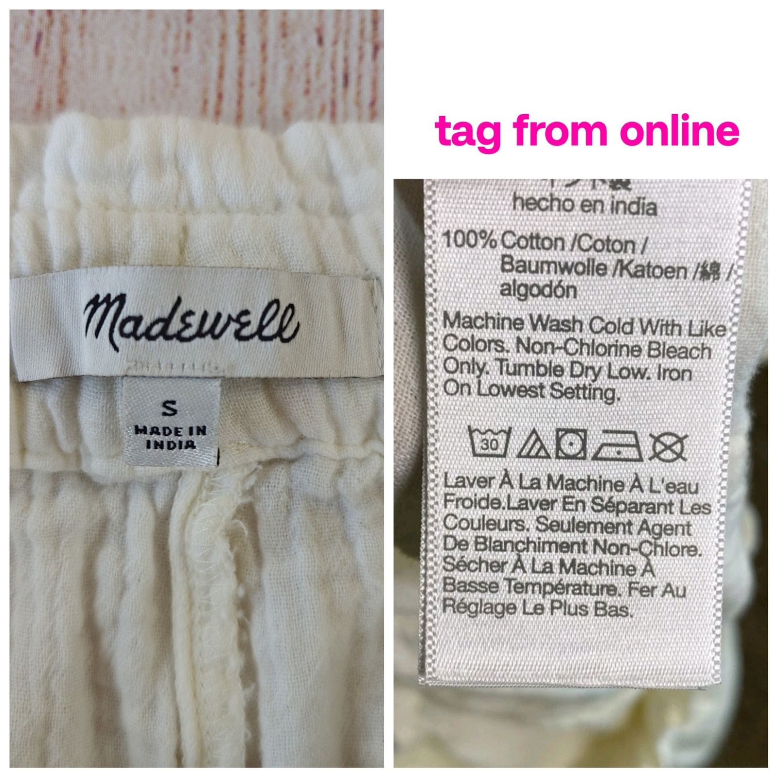 Madewell Madewell Lightestspun Ivory Beach Cover-Up Cropped Pants S Size 27" / US 4 / IT 40 - 10 Thumbnail