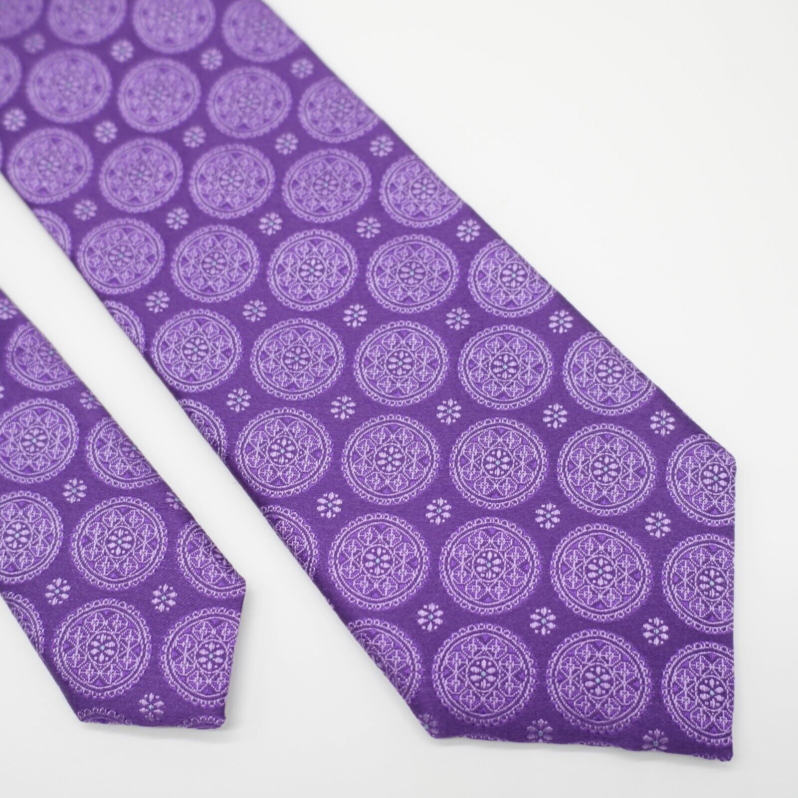 Canali Canali 1934 Purple Geometric Floral Woven Silk Tie Size ONE SIZE - 1 Thumbnail