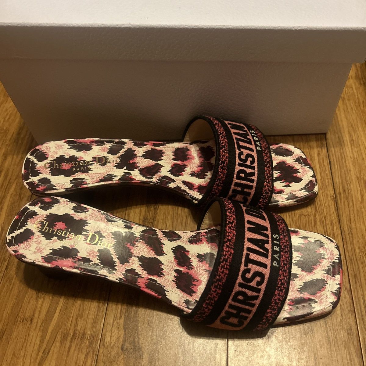 Dior Dior DWAY HEELED SLIDE Deep Fuchsia Mizza Embroidered Cotton Size US 10 / IT 40 - 5 Thumbnail