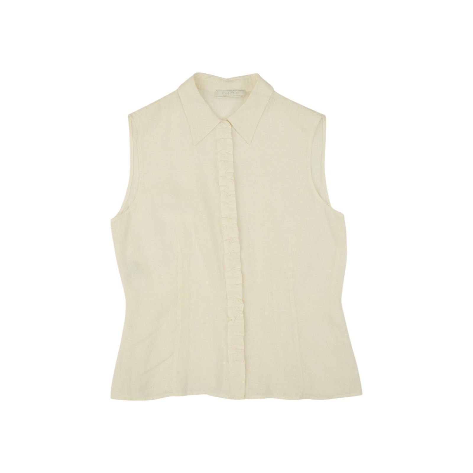 Prada Linen White Button Up Top Size M / US 6-8 / IT 42-44 - 1 Thumbnail