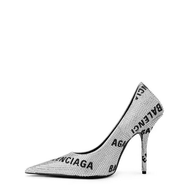 Balenciaga o1g2r1mq0924 Logo Pump in White & Black Size US 9 / IT 39 - 2 Thumbnail