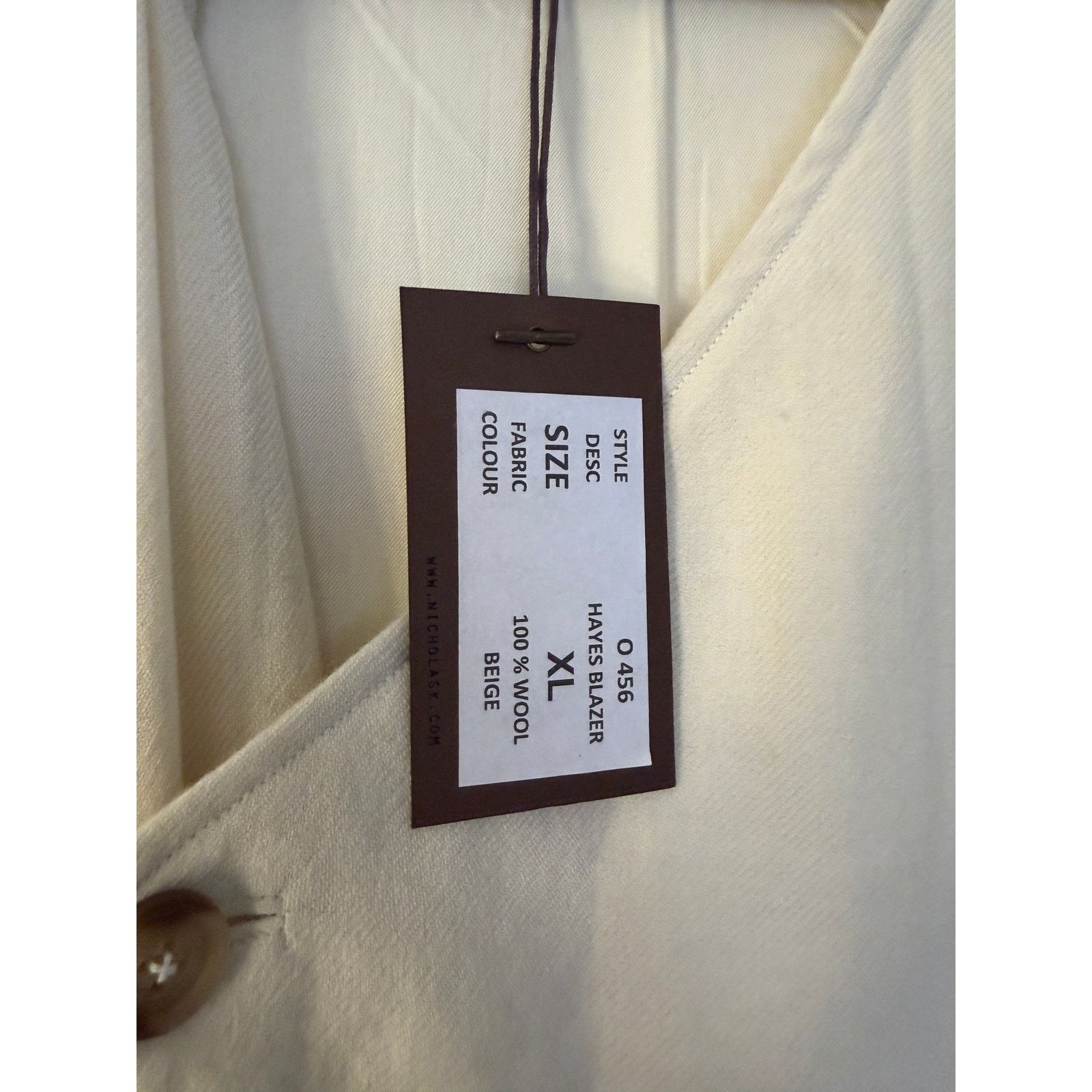Nicholas K Nicholas K NWT Beige Wool Hayes Blazer Size XL / US 12-14 / IT 48-50 - 3 Thumbnail