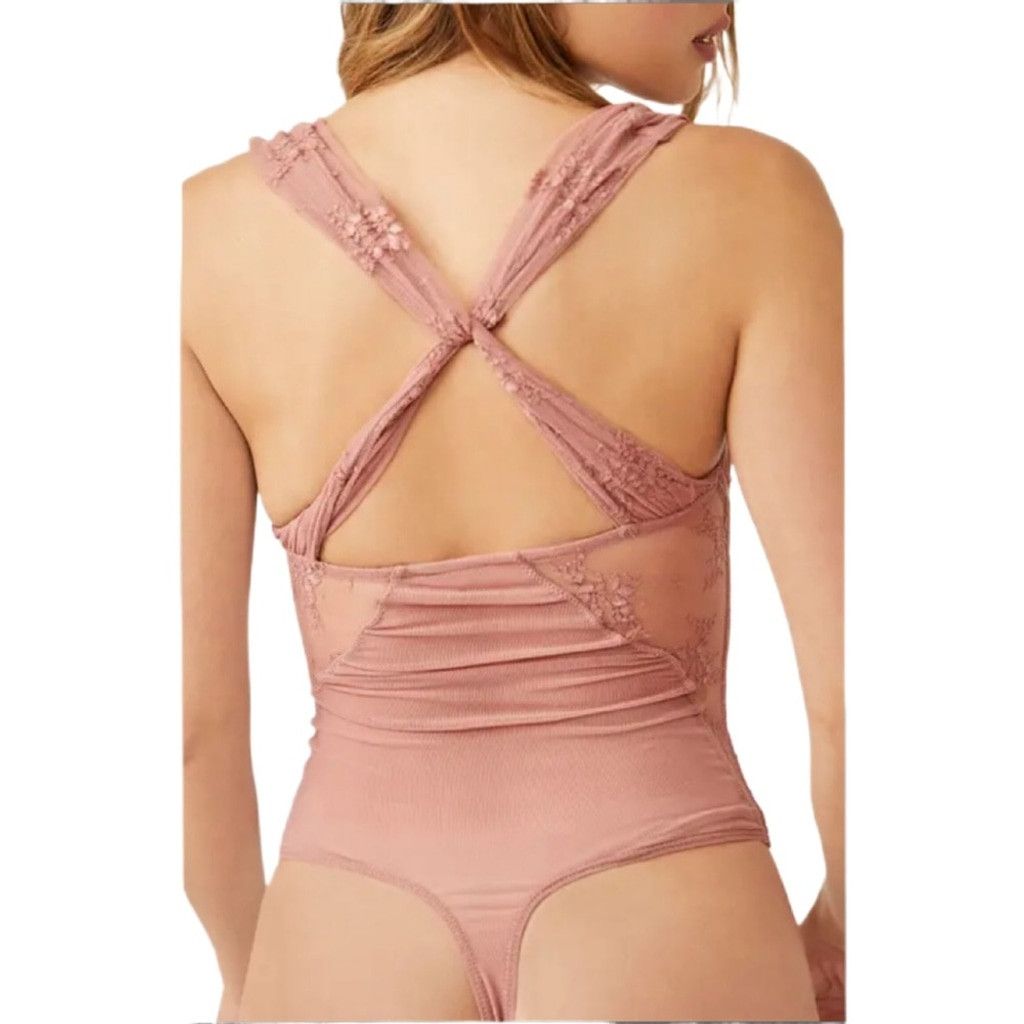 Free People Free People Sheer Things Lace Trim Mesh Bodysuit Size XS NWT Size ONE SIZE - 2 Thumbnail