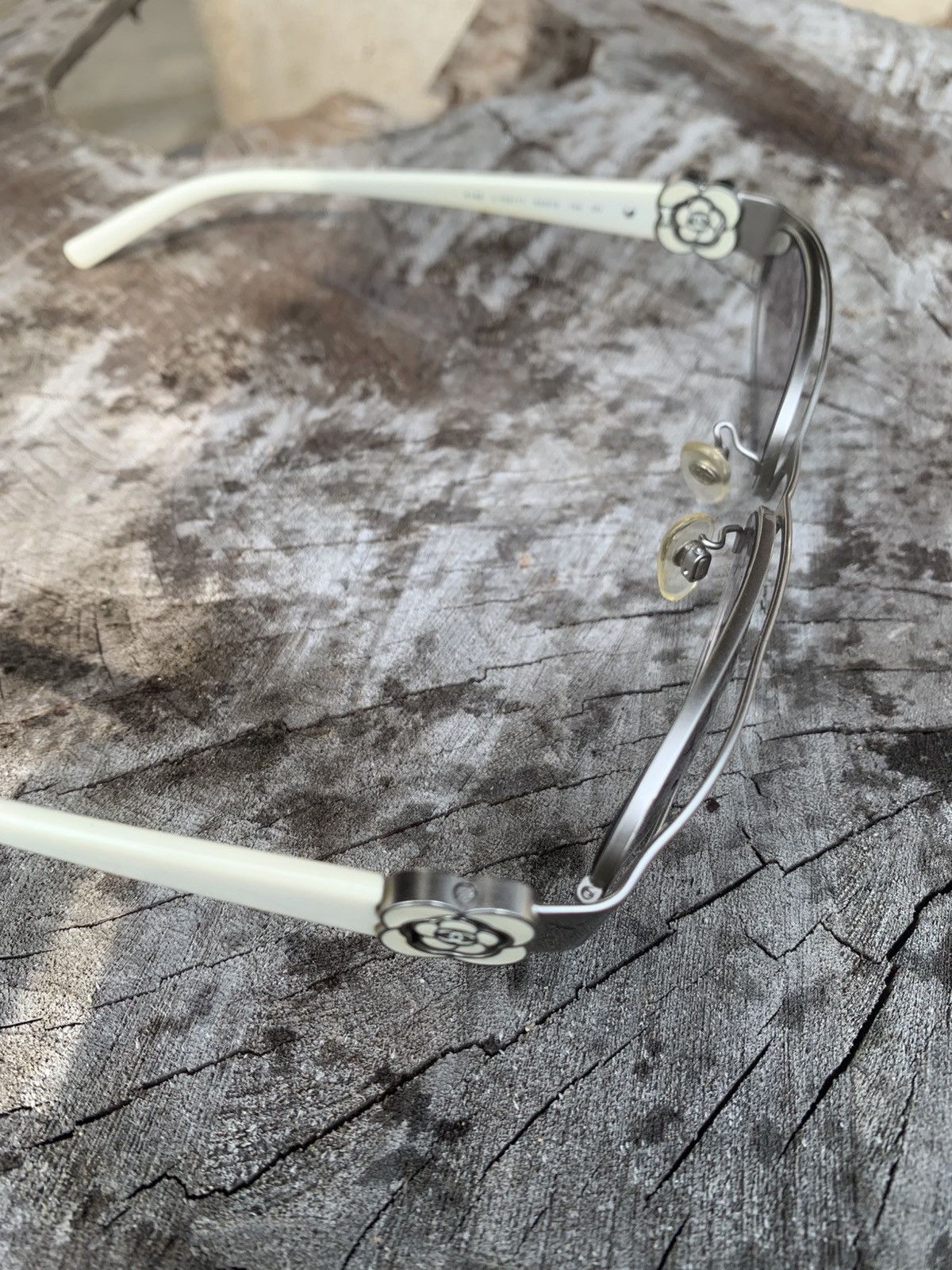 Chanel Chanel Silver/Gray Camellia Rectangle Sunglasses Size ONE SIZE - 3 Thumbnail