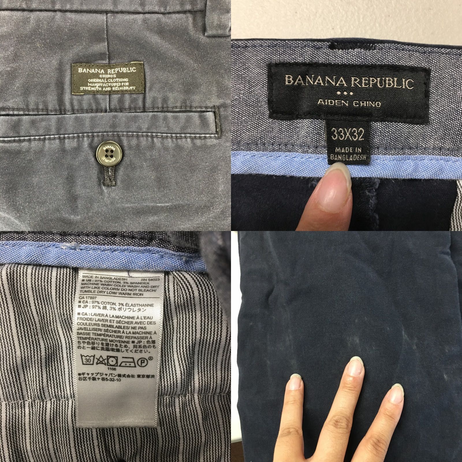 Banana Republic Banana Republic Aiden Chino Pants Mens 33x32 Blue Cotton Blend Mid Rise Zip Fly Shirt? Size US 33 - 9 Thumbnail