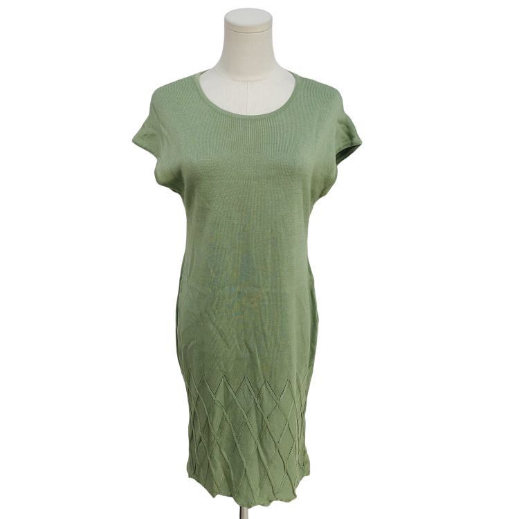Dior Christian Dior Green Knit Midi Dress Size L Size L / US 10 / IT 46 - 1 Thumbnail