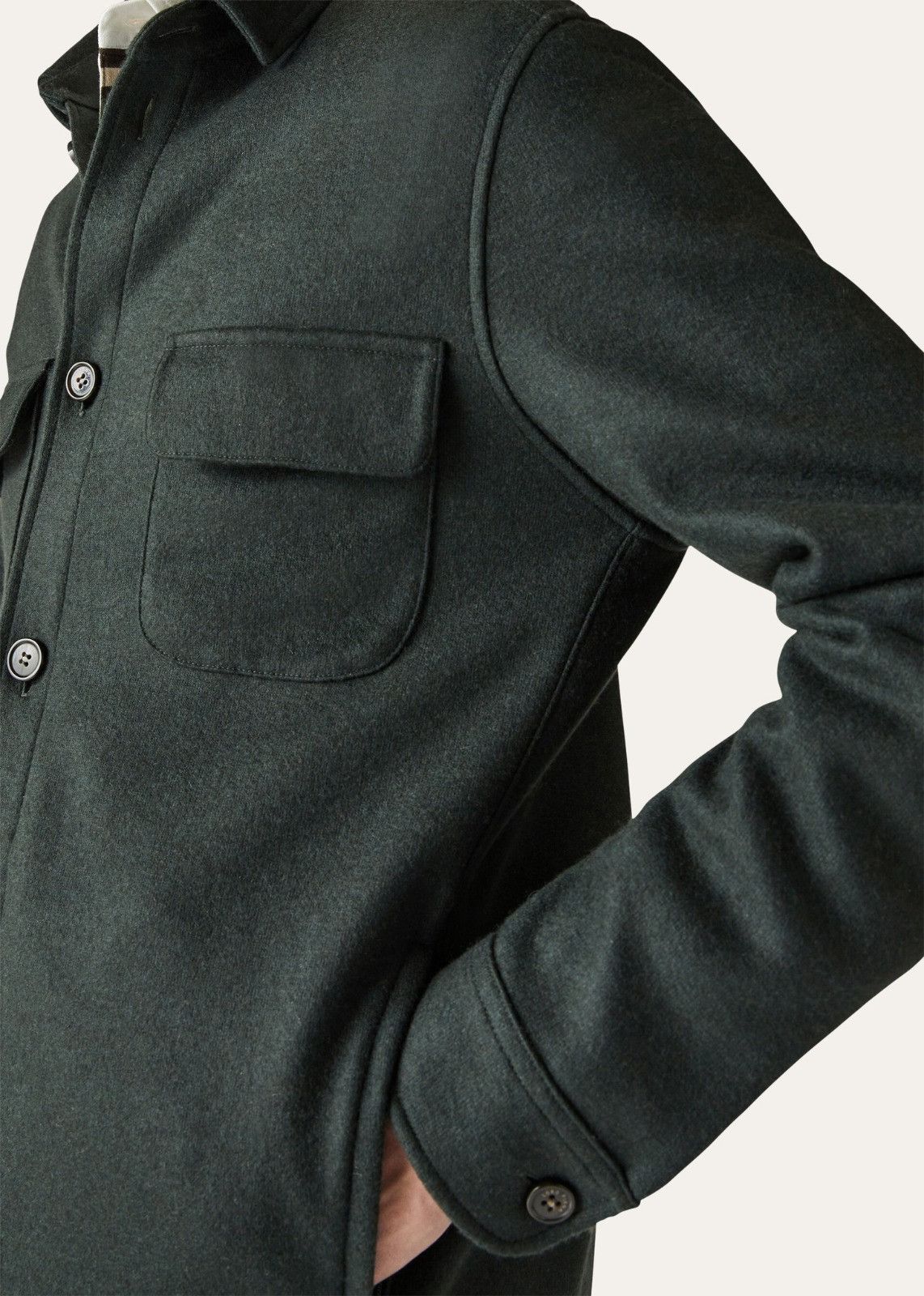 Loro Piana o1srvl11e1224 Double Cashmere Jersey Overshirt in Dark Green Size US L / EU 52-54 / 3 - 6 Thumbnail