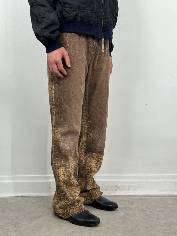 Roberto Cavalli 2000s Roberto Cavalli Brown Sand Eroded Flared Jeans Size US 32 / EU 48 - 3 Thumbnail