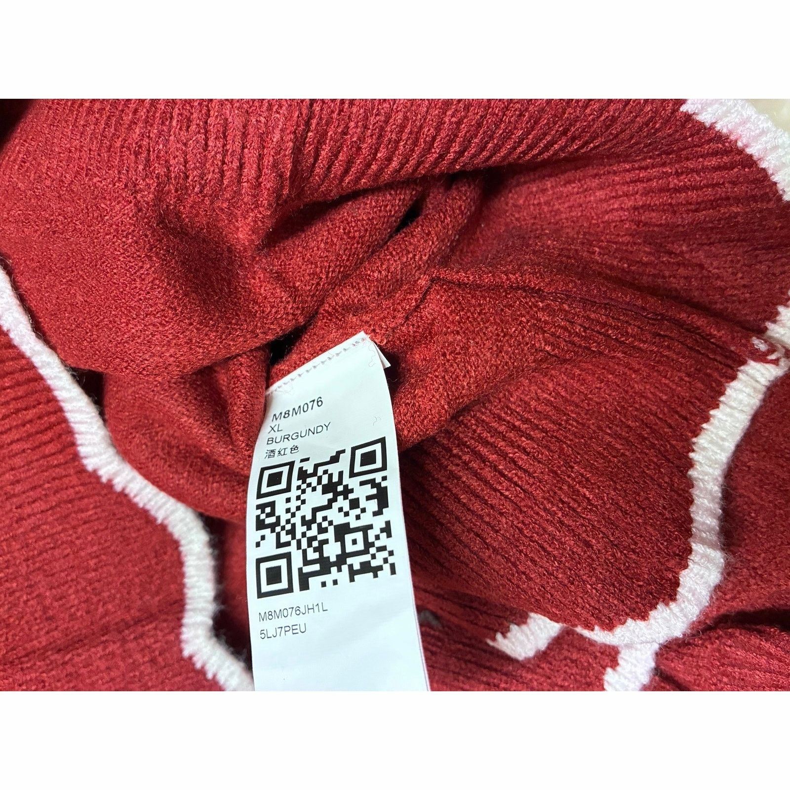 The Unbranded Brand Half Zipper Knit Sweater Casual V Neck Long Sleeve burgundy Size XL / US 12-14 / IT 48-50 - 5 Thumbnail