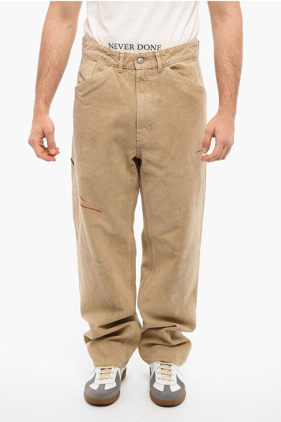 image of Diesel Cotton-Pique P-Franky Baggy Pants in Beige, Men's (Size 30)